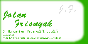 jolan frisnyak business card